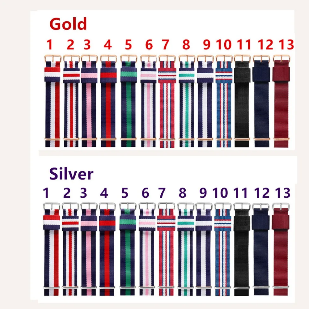 

14mm 18mm 20mm Army Sports nato fabric Nylon watchband Buckle belt Strap For Daniel Wellington Watch Band For 007 James bond DW