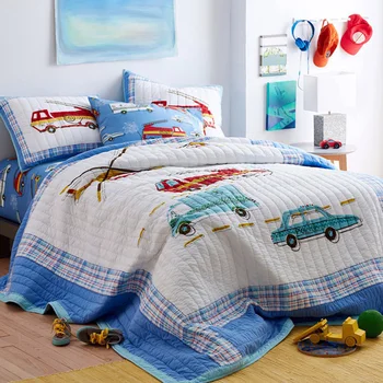 

CHAUSUB Kids Cotton Bedspread Quilt Set 3pcs Coverlet Handmade Children Quilts Cute Applique Bed Covers Pillowcase Queen Size