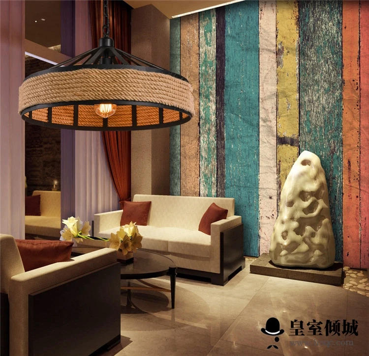 

48CM Vintage rope chandelier industrial park creative coffee bar guests bedroom lights attic iron chandeliers GY259