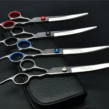 4001#6,0 ''17,5 см 4 цвета изогнутые Парикмахерские ножницы для животных Высший сорт собаки кошки домашние животные изогнутые ножницы для стрижки волос