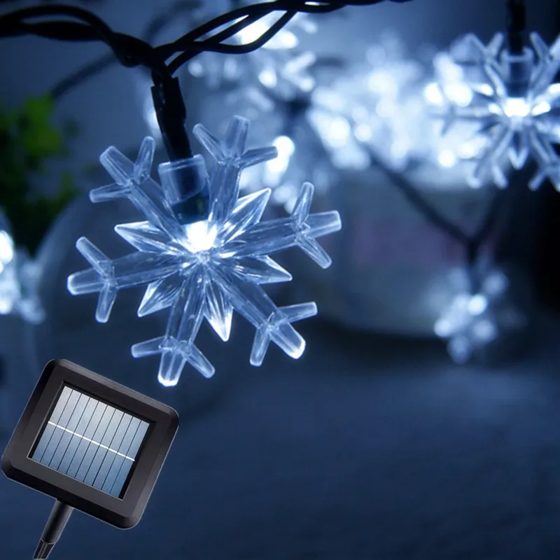 6.5M 30 led snowflake solar string lights waterproof fairy landscape fence home garden patio light lawn Christmas | Освещение