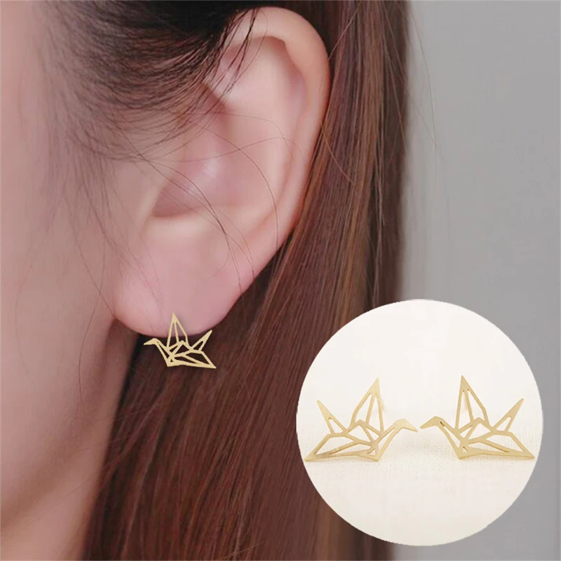 Серьги кран Yiustar Wild оригами серьги из нержавеющей стали для девушек женские с