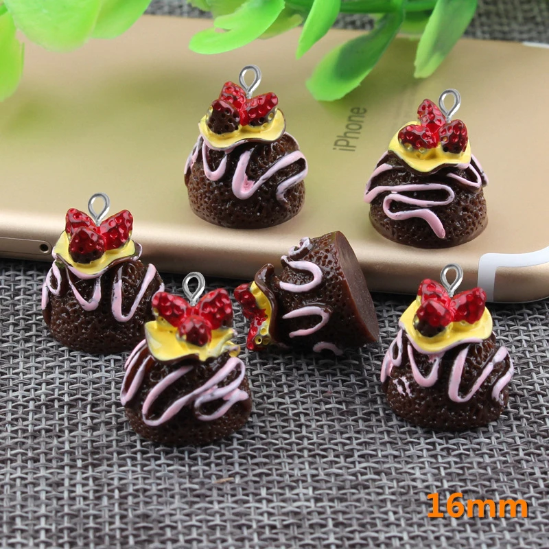 10 個 16 ミリメートル手作り Diy 樹脂ケーキカップケーキチャームかわいいカボションステッカー模擬偽食品クラフト装飾ジュエリーメイキング Charms Aliexpress