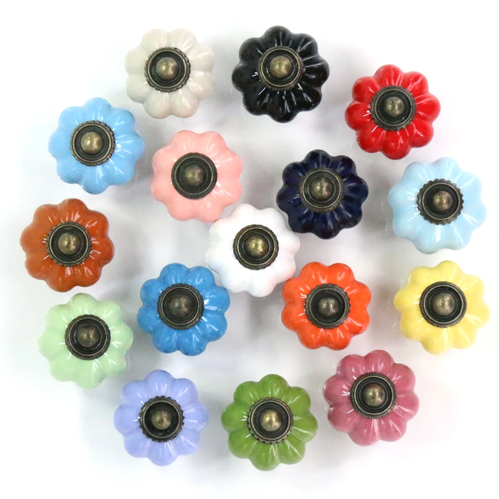 

One Piece Pumpkin Furniture Knobs Ceramic Drawer Cabinet Pulls Closet Cupboard Pull Handle Modern Kitchen Handle Various Color