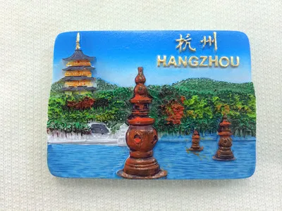 Декоративные магниты на холодильник Сучжоу/Ханчжоу Китай туристические сувениры 3D смолы высокого класса магнит на холодильник ремесло идея подарка - Цвет: Красный