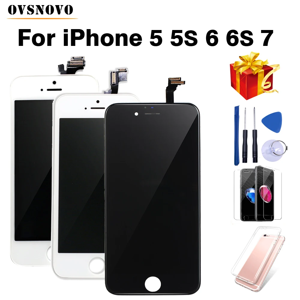 Дешево Черный белый в сборе ЖК дисплей дигитайзер для iPhone 6S AAA качественный ЖК сенсорный экран для iPhone 6 7 5S без битых пикселей с подарками