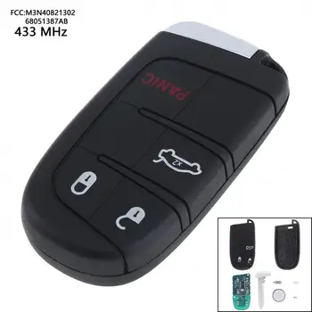 

4 Buttons 433MHz Keyless Uncut Flip Remote Key Fob Transmitter Push Start Fobik M3N40821302 68051387AB for Dodge