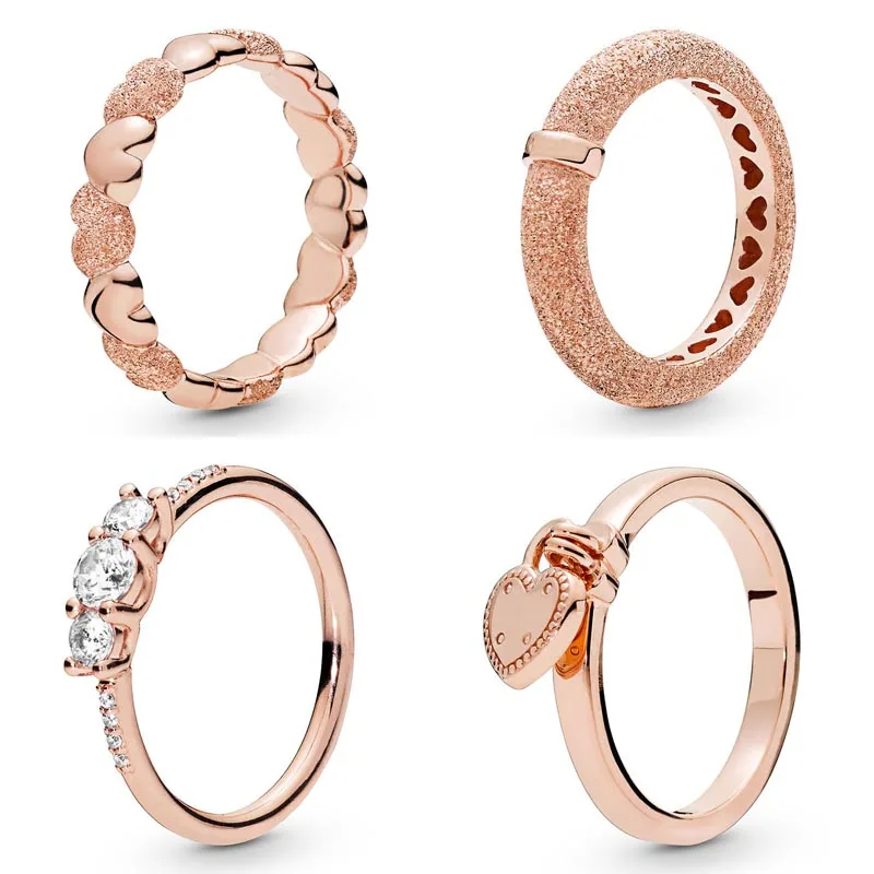 

Rose Sparkling Elegance Matte Brilliance Love Lock Ring 925 Sterling Silver Ring For Women Wedding Diy Europe Jewelry