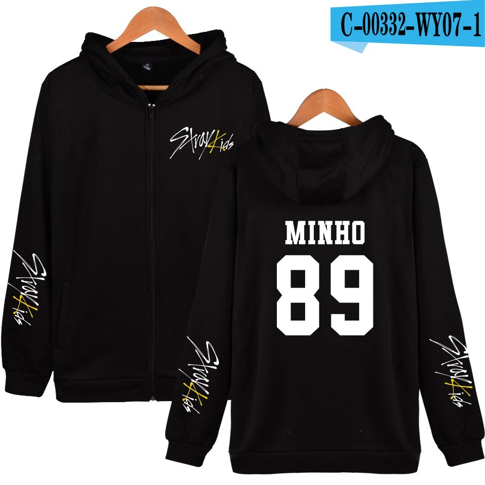 Страй дети Негабаритных Толстовки на молнии женщин/мужчин StrayKids альбом KPOP желтая древесина толстовки молнии Одежда - Цвет: picture color