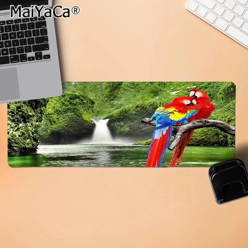LockEdge 30X90cm MaiYaCa New Design Cute Love Bird Colorful Parrot Spring Flower Gamer Speed Mice Retail Small Rubber Mousepad Gamer Speed Mice - Цвет: LockEdge 30X90cm