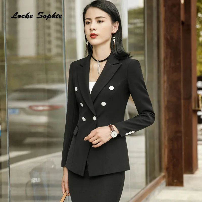 1pcs Women's Plus size Blazers coats 2019 Spring cotton blend Button Splicing Suits jackets ladies Skinny office Blazers Suits