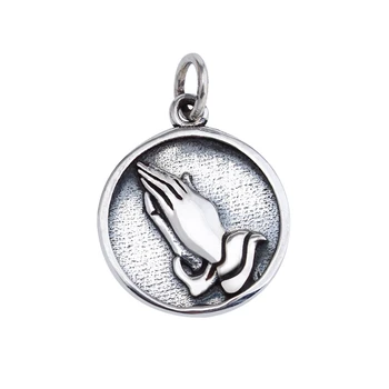 

100% 925 Silver Buddha Hands Charm 925 Sterling Buddha Hand Small Pendant Good luck Charm