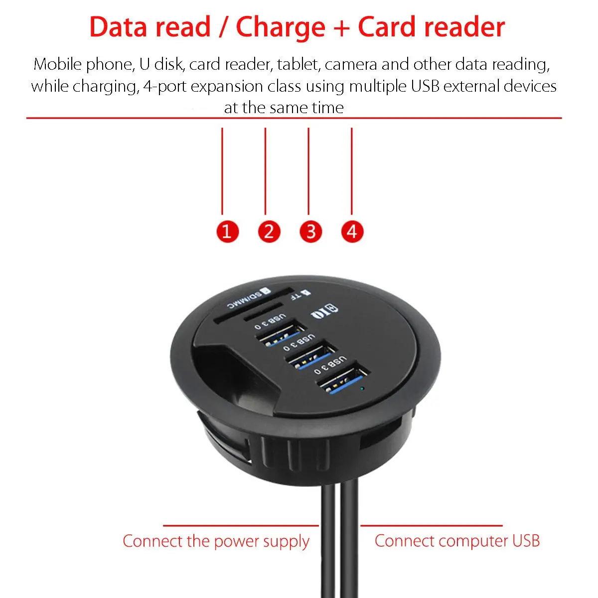 Универсальный в настольные часы 3-Порты и разъёмы USB 3,0 HUB адаптер Зарядное устройство с SD кард-ридер для ПК держатель для планшета/смарт-телефонов usb-концентраторы