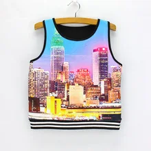 3D никогда не спит печати девушки летние платья Vogue Дизайн укороченные топы г. Новинка Женские Crop танки высокого качества