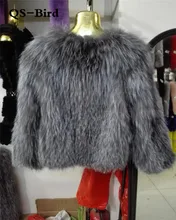 knitted 100% Real silver fox fur coat jacket overcoat women’s fashion winter warm genuine fur coat ourwear