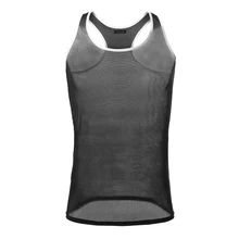 Популярный Сексуальный Мужской жилет I-shaped марлевые сетчатые мужские майки прозрачные дышащие быстросохнущие трусы Экзотическая одежда дропшиппинг