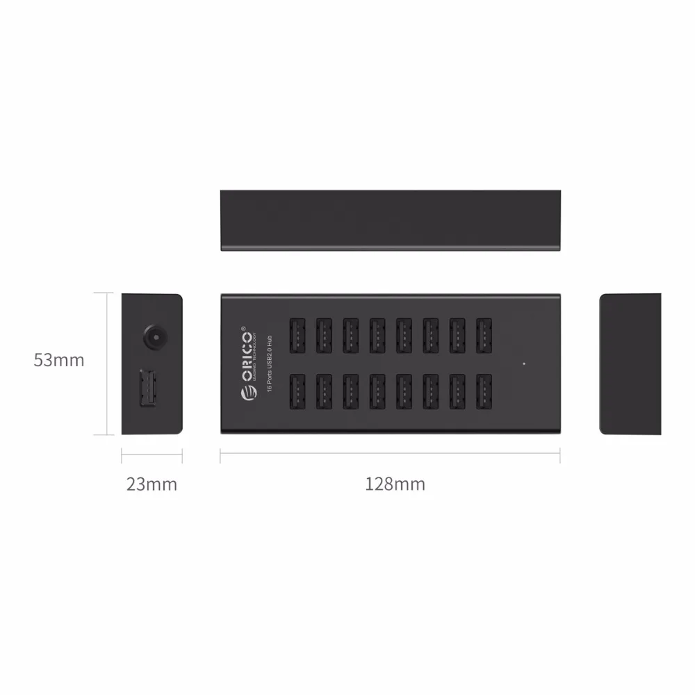 ORICO 16 портов USB2.0 концентратор с 12V2A адаптер питания 3.3Ft/1 M Кабель для передачи данных для Apple Macbook Air ноутбук ПК планшет-черный