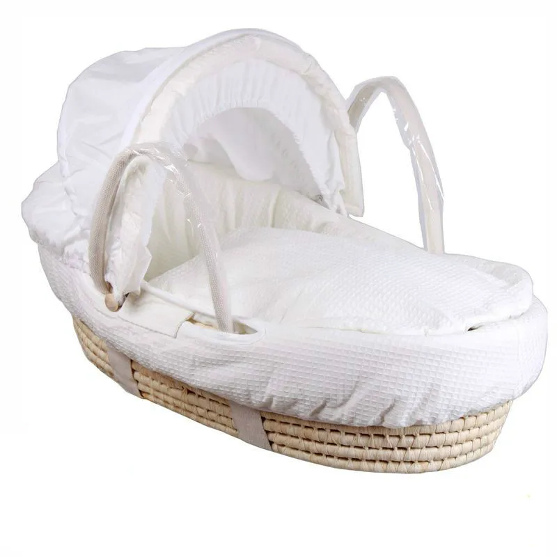

Newborn baby cradle crib baby cradle sleep basket wave portable baby cradle solid wood bed corn husk baby basket