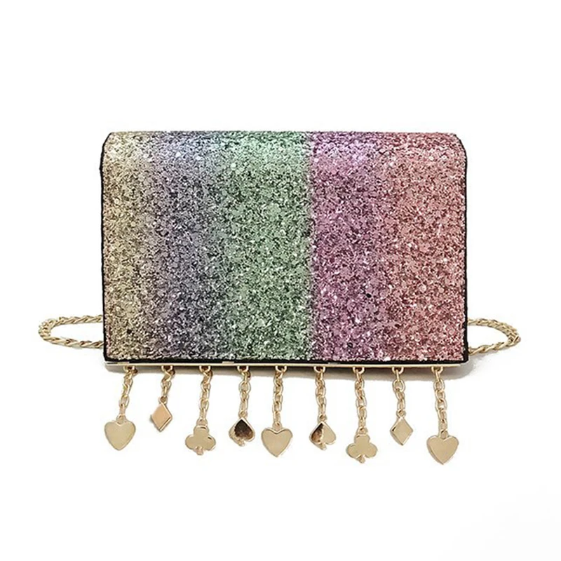Mini Bag Bling Bling Tassel Women Handbag Sequins Evening Party Hand