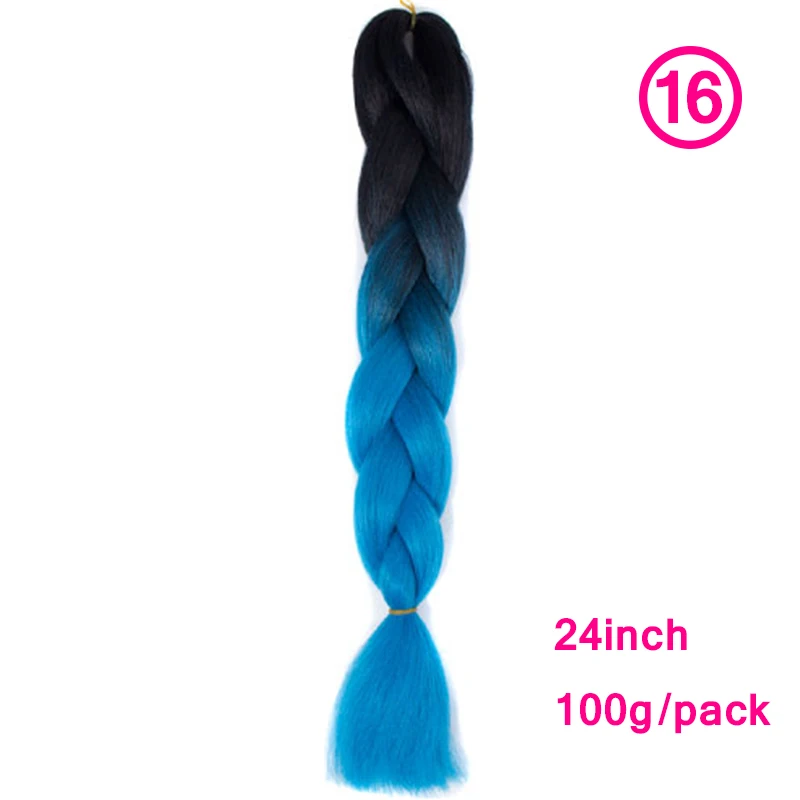 Ombre Цвет Высокая температура волокна плетение волос для наращивания крючком волосы Джамбо синтетический Твист коса 24 дюйма - Цвет: T1B/33