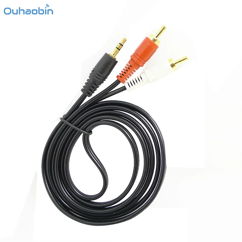 

Ouhaobin New 1.5m 5 ft Y 3.5mm Male Plug to Dual 2 RCA Jack Cable Stereo PC Audio Splitter Aux To 2 RCA Audio Cables cavo Oct23