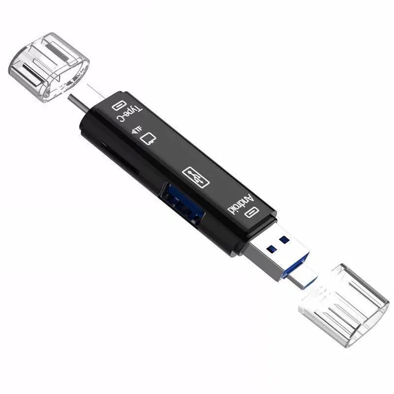 

New Mini Design 5 in 1 Card Reader USB Type C Micro USB 3.0 TF / Micro SD Card Reader Support Type C OTG Hot Sale