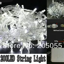 20 м 200LED Рождественская гирлянда свет Регулируемый контроллер функции памяти с хвостовым штекером женский и мужской разъем 220v-белый
