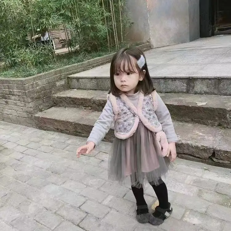 Одежда для девочек, костюм Тан для маленьких девочек, Новогодняя одежда, платье, жилет, Кроссбоди, костюм из двух предметов