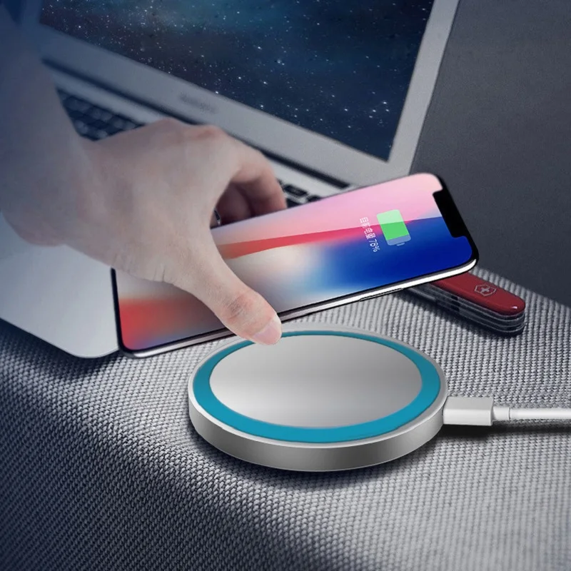 Mini QI Wireless Charger for iPhone 8 iPhone X For Samsung Phone Ultrathin USB Phone Charging Pad Case for iPhone WXC05 E