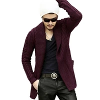Mens Cardigan Sweater 2015 Autumn Winter Warm Thick lapel knitted coat cotton Fashion casual long sleeve