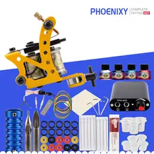 Набор для татуажа СТАРТЕР 1 тату-машинка пистолет 4 цвета чернила Электропитание набор татуировки перманентный макияж Начинающий комплект тату-машинки