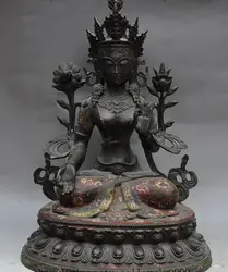 005336 20 "старый тибет бронзовый Перегородчатые белая тара Кван-Инь Гуаньинь богиня статуя будды