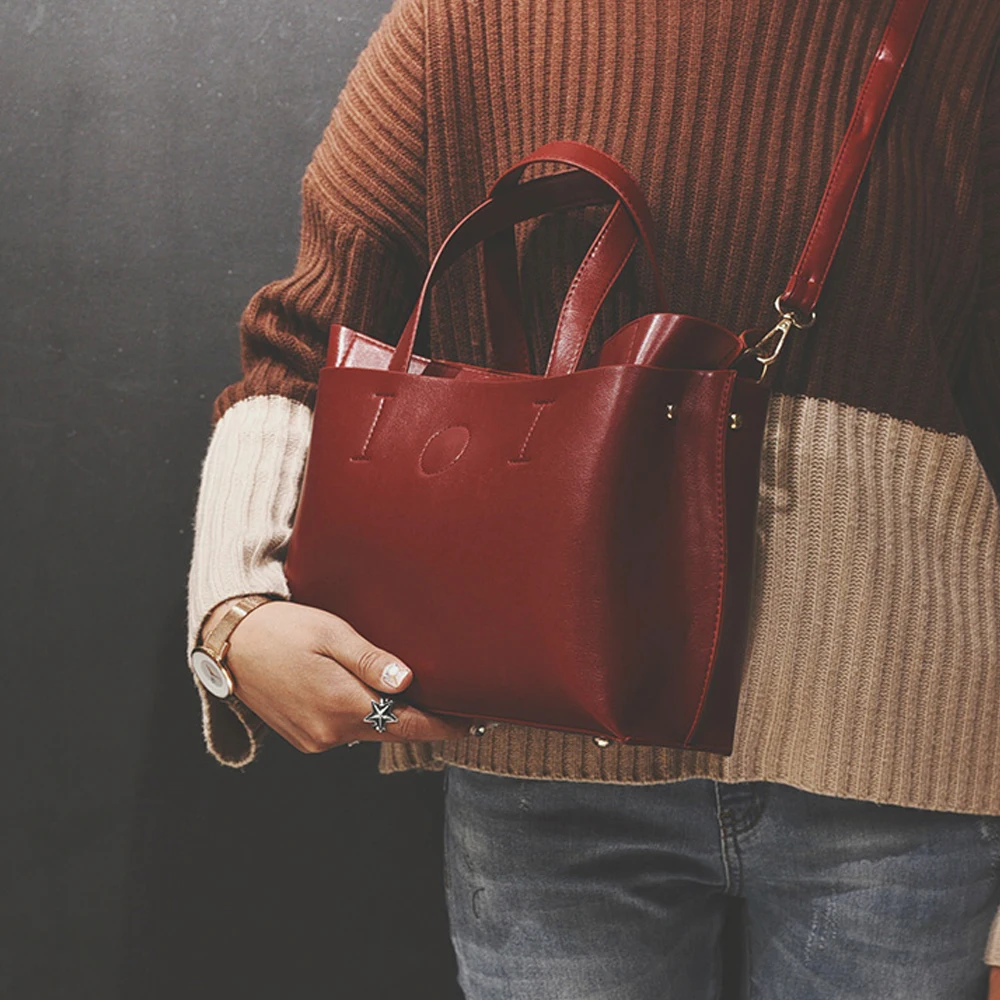  Leather Bags Women Totes Bag Handbag Ladies Fashion Simple Famous Brand Black Women's Shoulder Mess - 32843885786