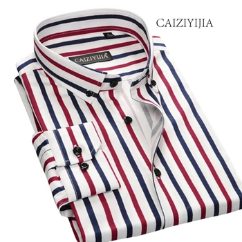 

CAIZIYIJIA 2019 New Designer Striped Mens Dress Shirt High Qualtiy Long Sleeve Camisa Masculina Casual Shirt Brand Clothing