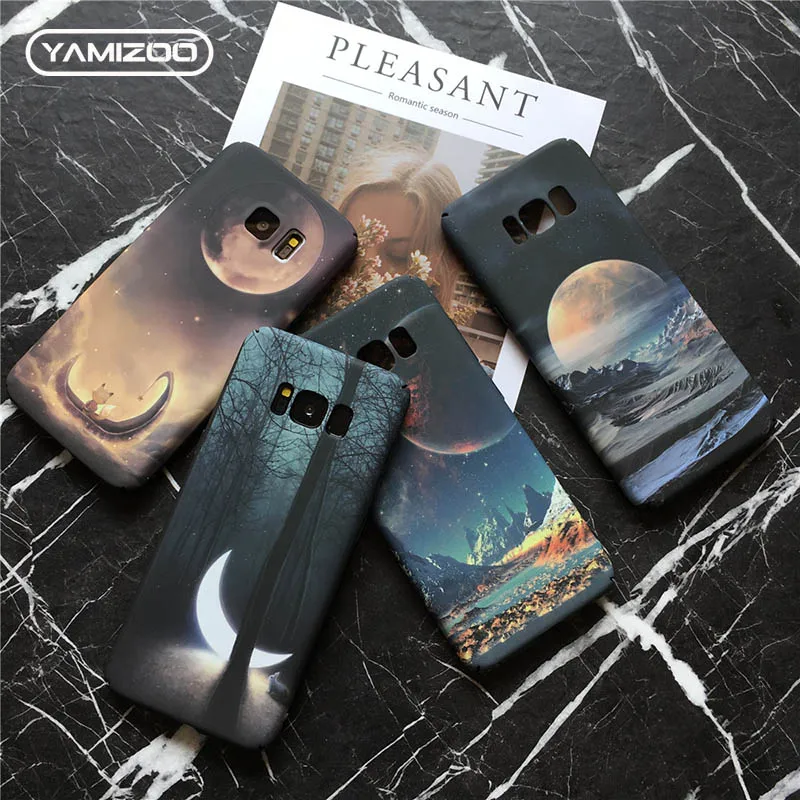 YAMIZOO Luminous Case For Samsung Galaxy s7 s8 s9 Plus PC Case Moon On s8 Back Cover For Samsung s7 Edge Note 8 Phone Cases Hard