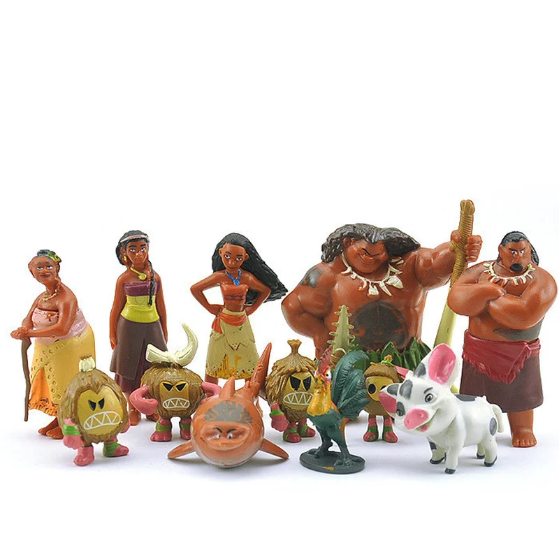 

12pcs/set Disney Moana Princess Vaiana boneca PVC Action FigureToys cartoon Maui Waialik Tala Heihei Gift Doll Plastic Anime Toy