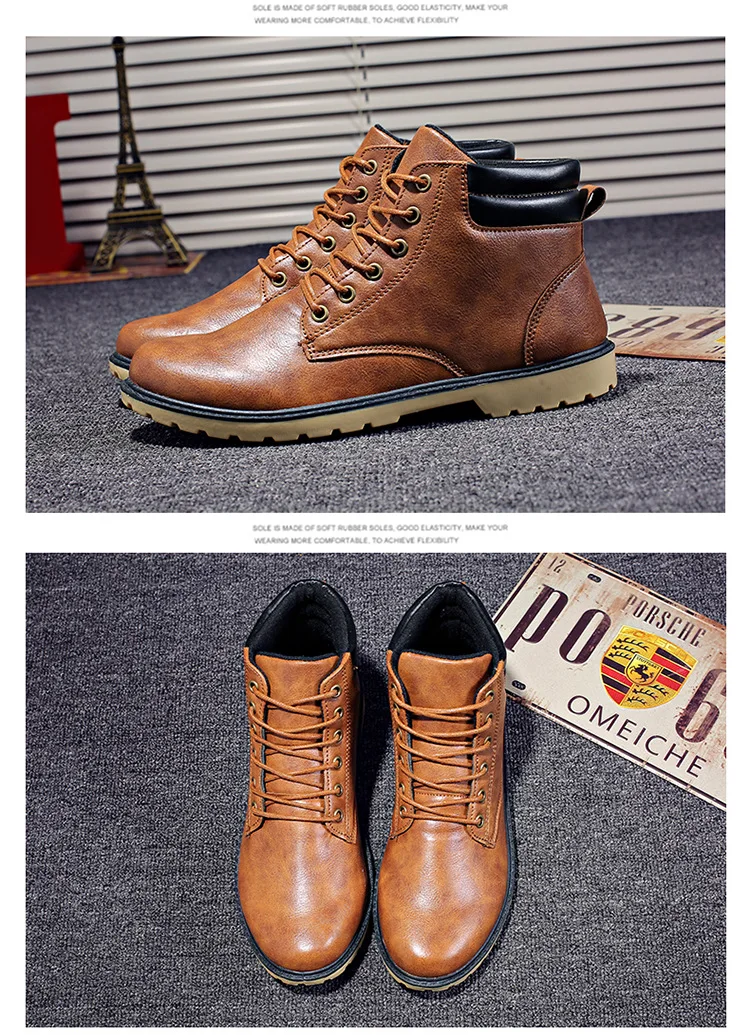 2018 new Genuine Leather Men Boots Autumn Winter Ankle Boots Fashion Footwear Lace Up Shoes Men High Quality Vintage Men Shoes (15)