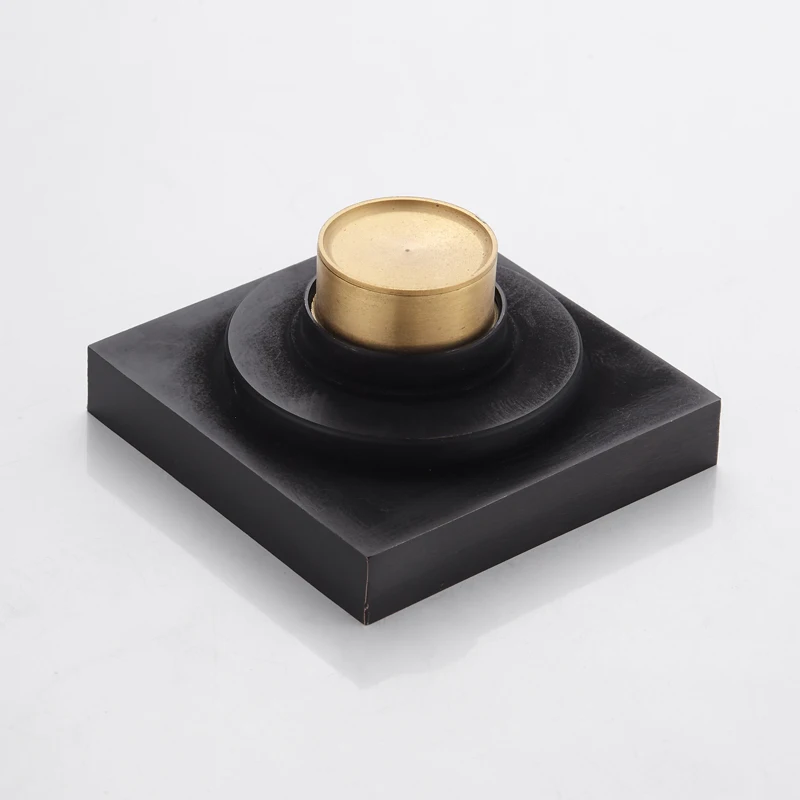 Bathroom Floor Drain Cover Square Peony Pattern Brass Tile Insert Balcony Black Shower Drainer Anti-odor Floor Waste Grates