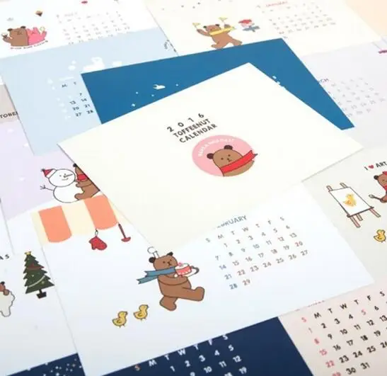 2016 lovely cartoon bear paper frame calendar in calendar from