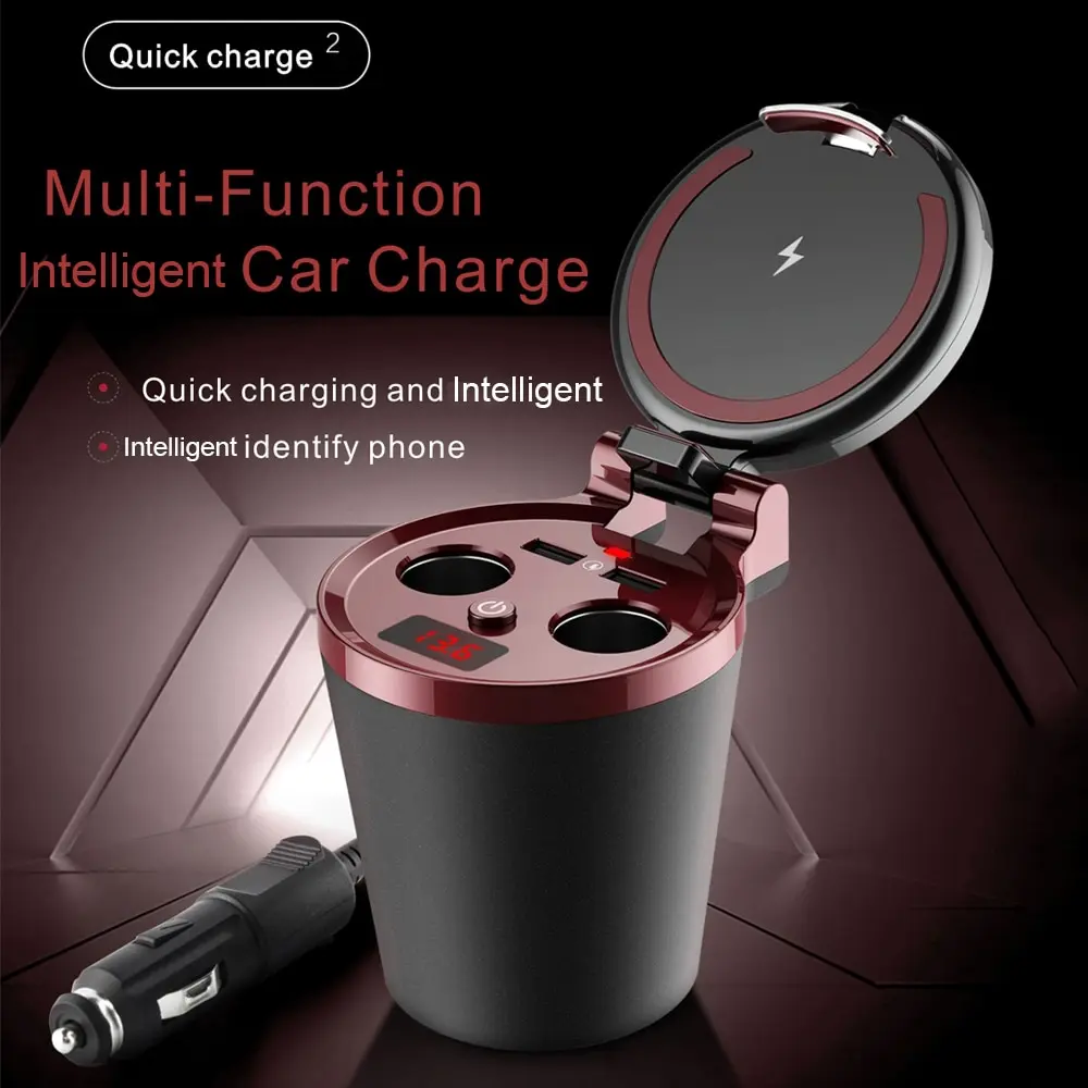 

Fast QI Wireless Car Charger Quick Chargers Holder USB Lighters Charging Voltage Detection