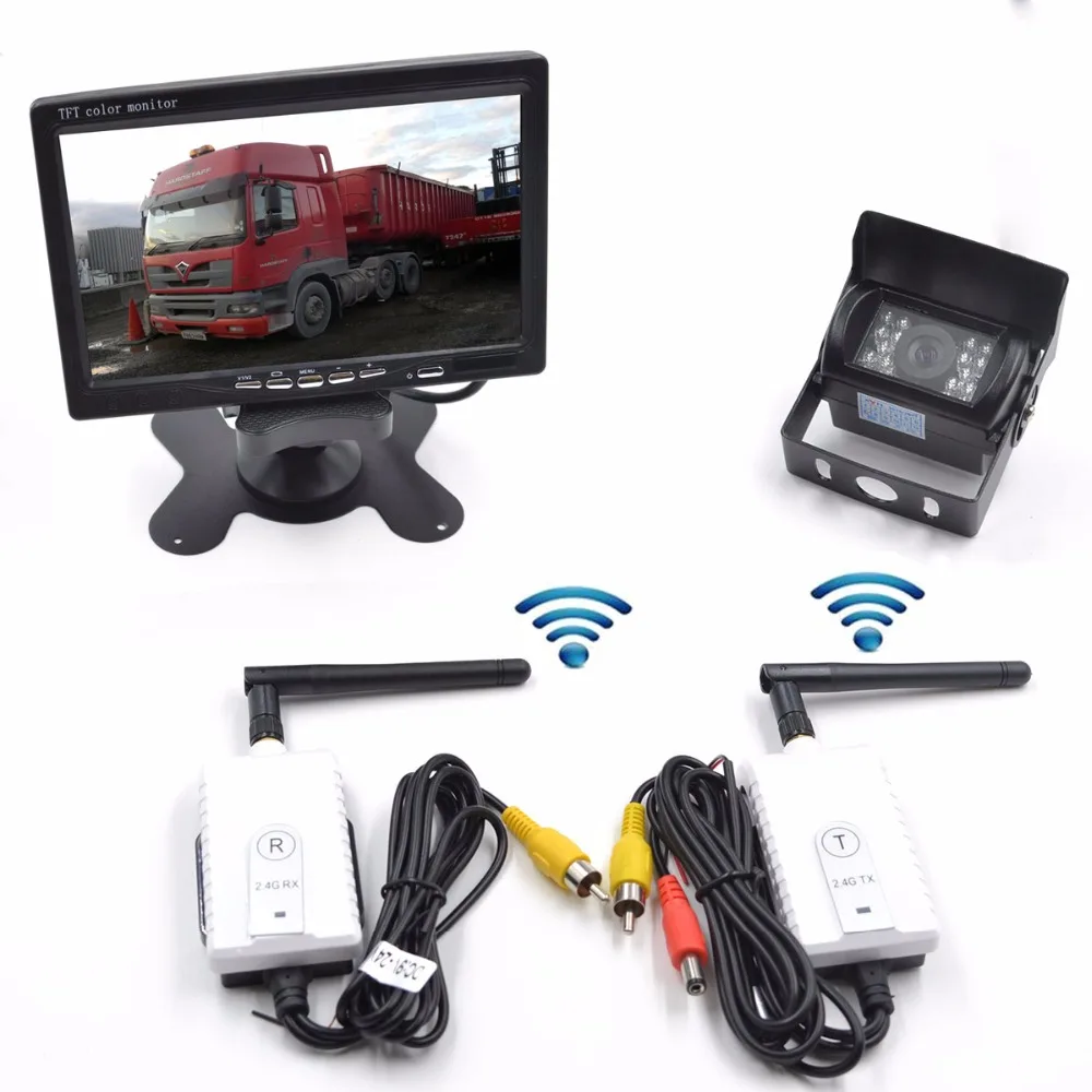 

Wireless Vehicle Backup Cameras Parking Assistance System Ir Night Vision Waterproof Rear View Camera + 7" Monitor for RV Truck