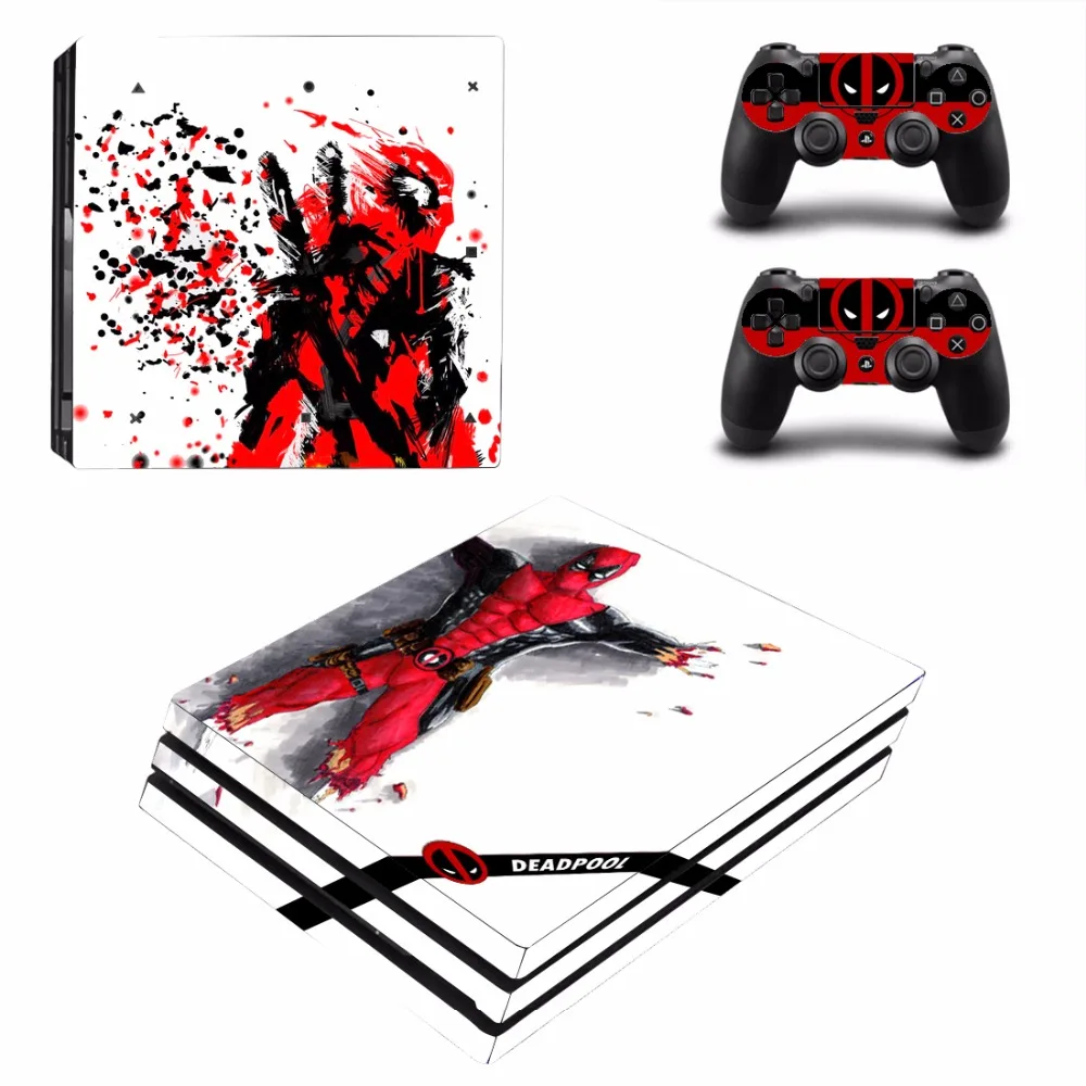 

Deadpool Design Vinyl Skin Sticker Protector For Sony Playstation 4 Pro Console+2PCS Controller Skin Decal Cover For PS4 Pro