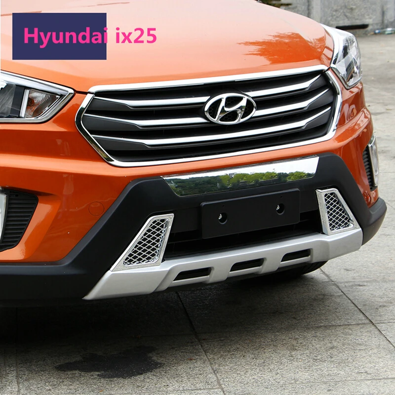 

Fit For Hyundai IX25 Creta 2015-2017 Front+ Rear Bumper Diffuser Bumpers Lip Protector Guard skid plate ABS Chrome finish 2PES