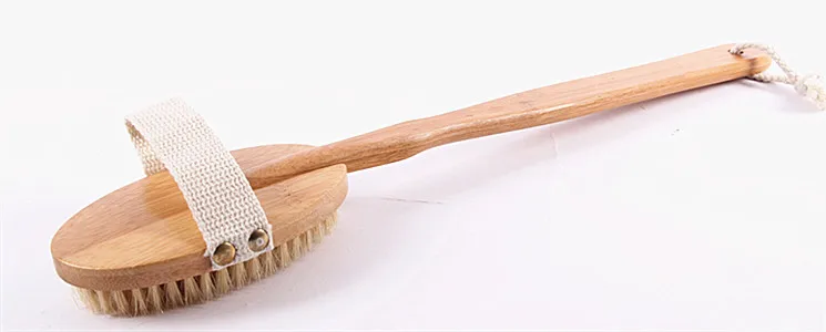 Массажная щетка натуральная Длинная Деревянная ручка спа щетка для ванны скруббер Массаж Чистка кожи для спины-5