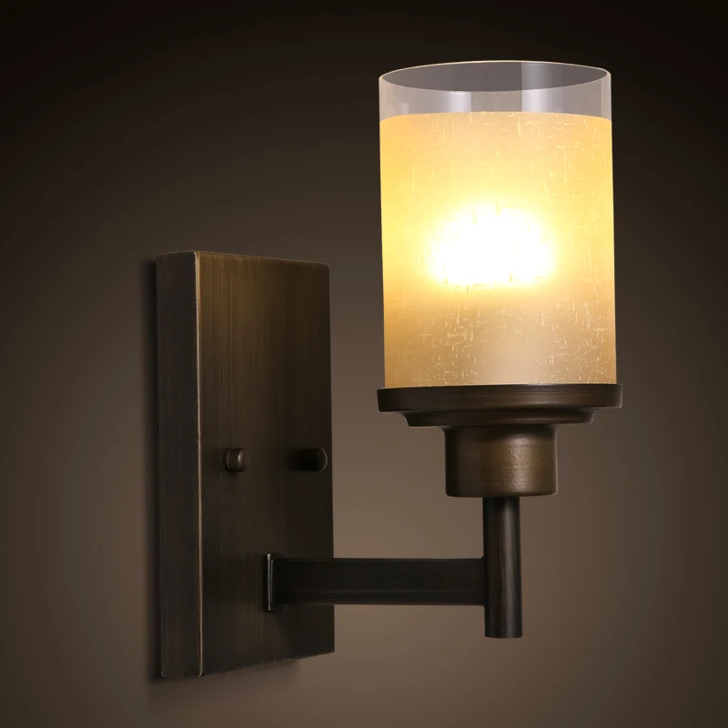 

American single head wall lamp aisle stairs lamp European style retro retro industrial wall lamp bedroom bedside lamp