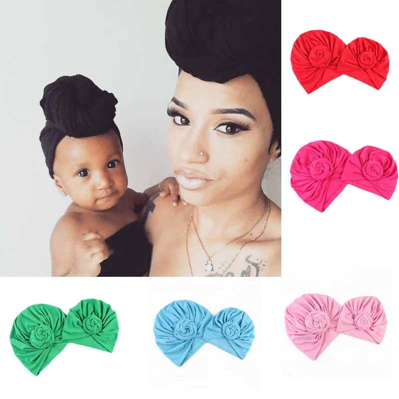 

2PCS Family Matching Mom Baby Hats Sets Sport Yoga Turban Hats Bebe Mommy Autumn Winter Gorros Para Beanies Photo Props