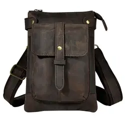 Панк Винтаж повседневное пояса из натуральной кожи для мужчин маленькая поясная сумка пакет сумка Broen поясная 10 дюймов