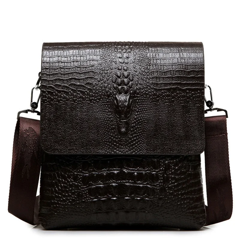 

Luxury Brand Vertical Leather Men Bag Business Alligator Shoulder Bag Male Casual Messenger Bag Crocodile Grain Crossbody Bag