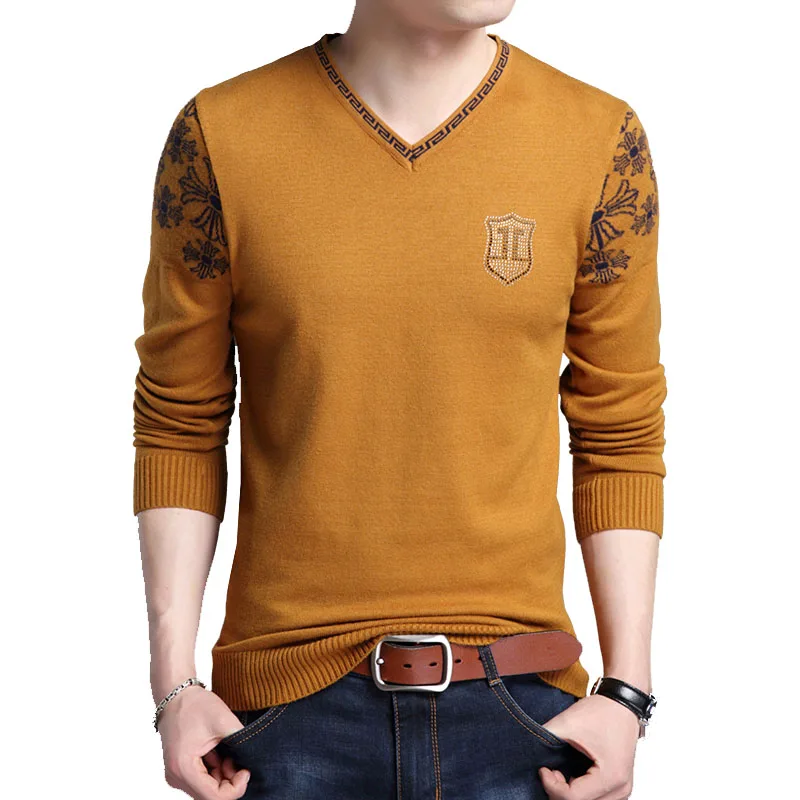 Men sweater thin 2021 new autumn and winter fashion v-neck plus size male knitted tops pullovers vintage teenage boy M16