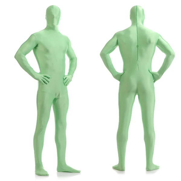 

2XL Adult Men Exotic Green Man Costume Flexible Lycra Zentai Catsuit Mutant Bodysuit Aliens Jumpsuit for Sci-Fi Cosplay